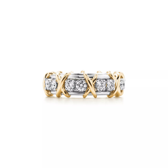 Yellow gold "X"  Ring
